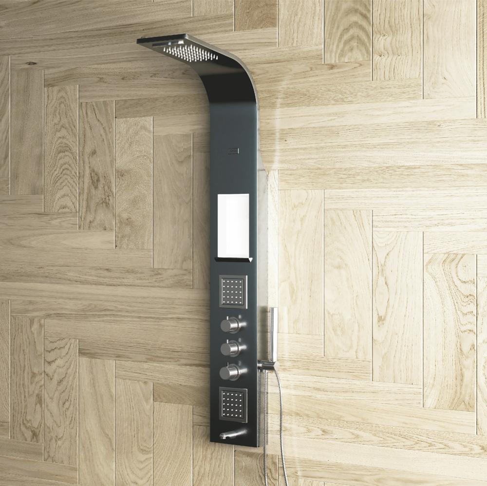 Full Details of Jaaz Aqua ShowersShower Panels AQUA STEEL MATTE