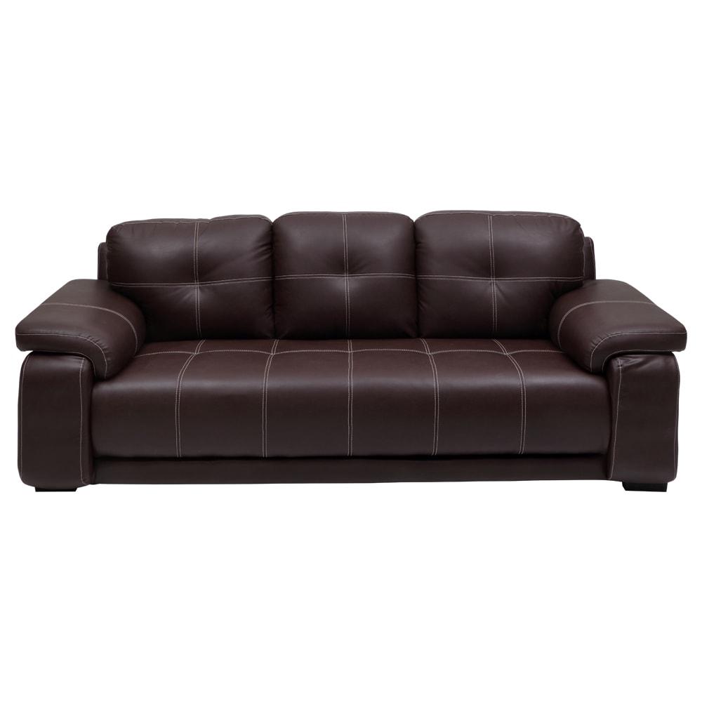 Full Details of Evok Sofas Couches Marina New Leatherette 3 Seater Sofa Dark Brown