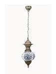 Turkish Multicoloured Mosaic Glass and Brass Pendant Light,Lights