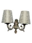 Golden White Double Wall Sconce in Brocade Shades,Lights