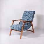 Maze Patterned Dhurrie Lounge Chair with Detachable Surface and Knob,Chairs