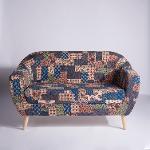 Red-Blue-Green Banni Patchwork 2-Seater Loveseat,Sofas-Couches
