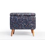 Floral Star Patterned Ajrakh Rectangular Storage Ottoman,Stools-Poufs