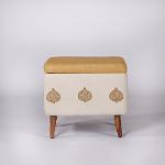 Assam Eri Silk-Cotton Rectangular Storage Ottoman,Stools-Poufs