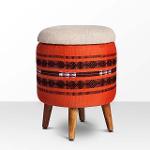 Naga Shawl Circular Storage Ottoman,Stools-Poufs