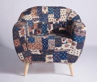 Red-Blue Banni Patchwork Accent Chair,Chairs